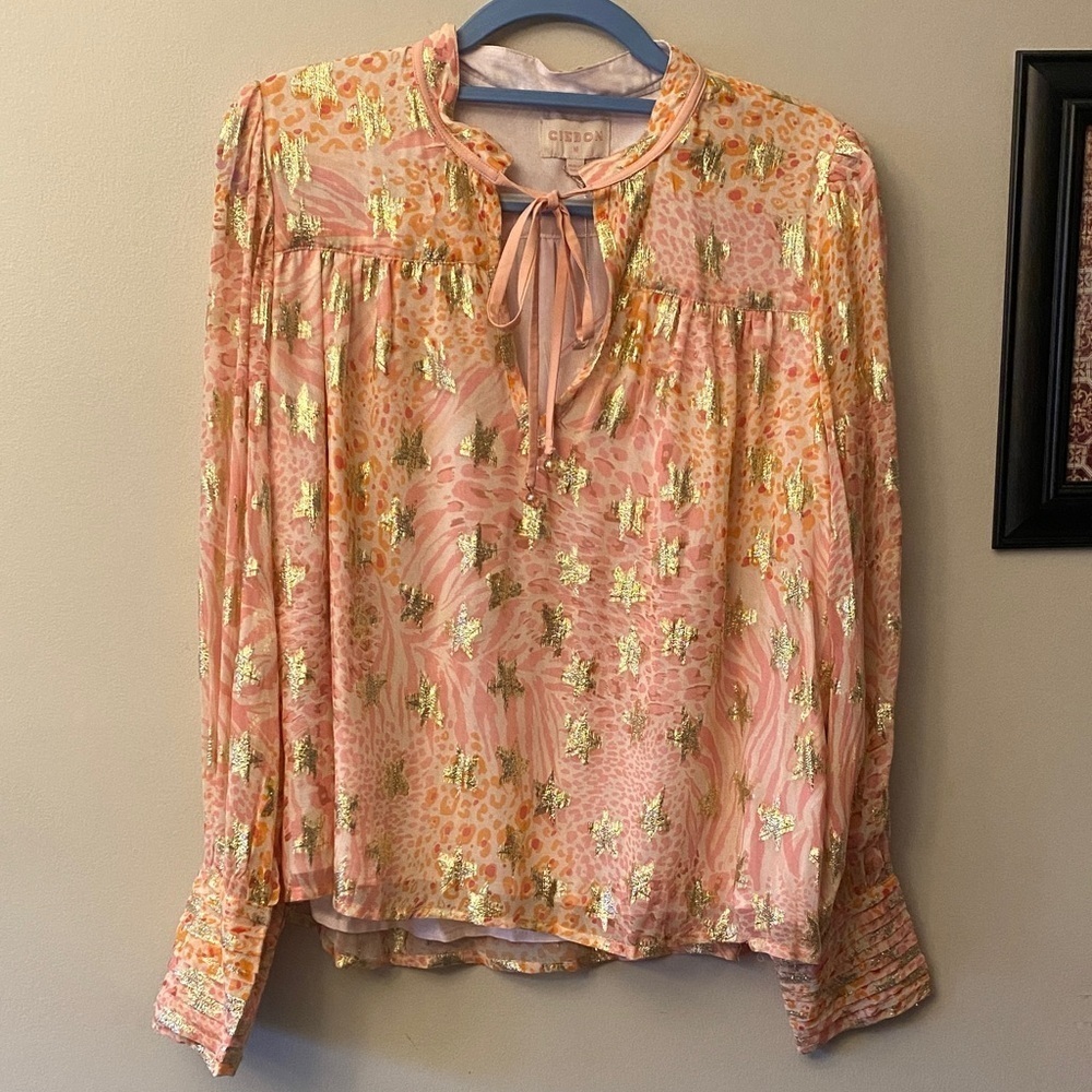 Ciebon Pink and Gold Floral Blouse 🆕